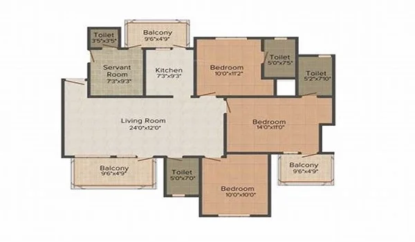 Sattva Lumina 3 BHK 3T Apartment Floor Plan